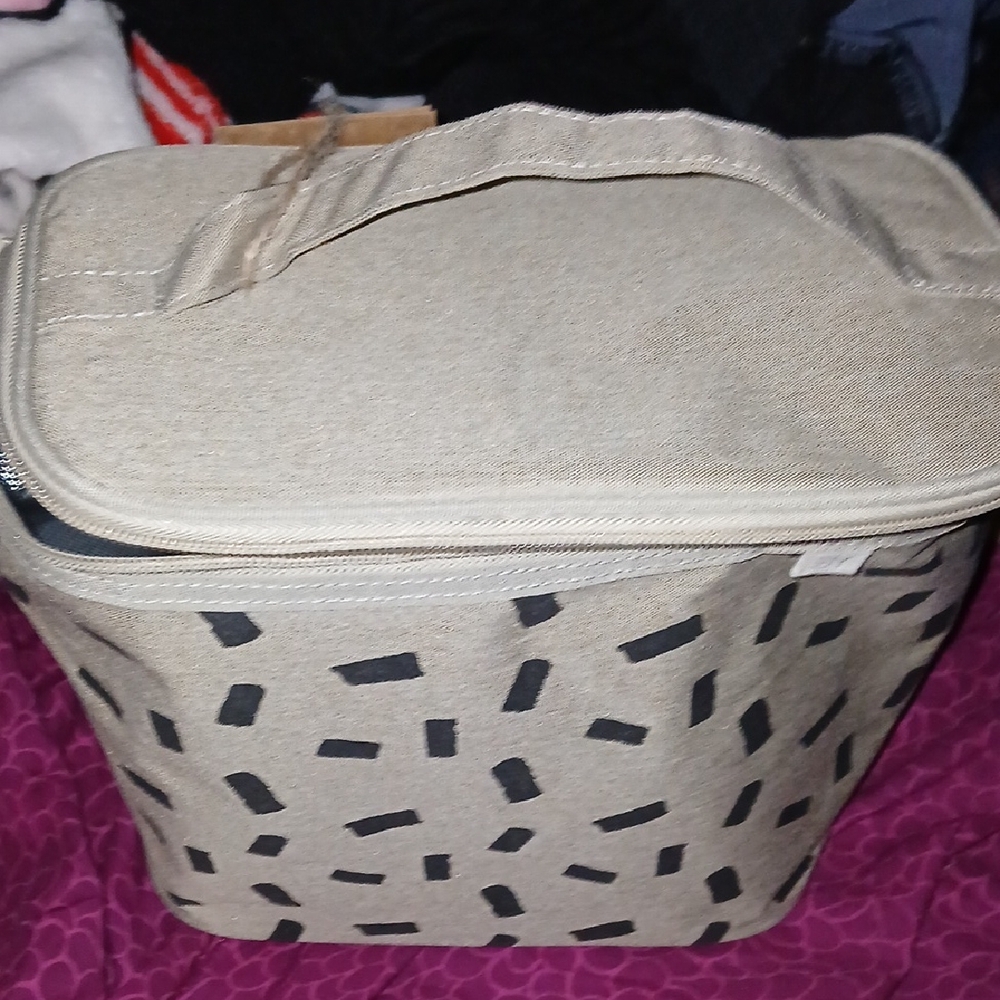 Stylish Beige and Black Patterned Women's Bag